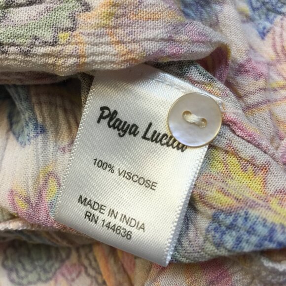 Playa Lucila Midi Fit & Flare Dress XS Womans Pink Blue Floral Short Sleeve Boho - Picture 6 of 14